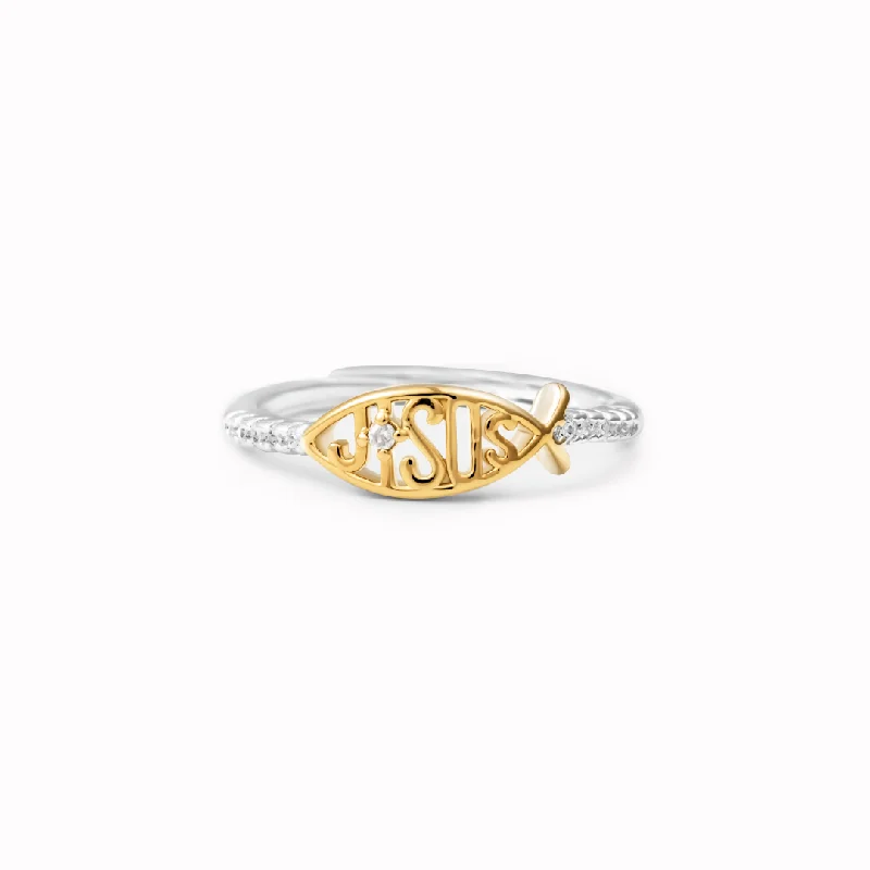 Faith Hope Love - Cross Ichthys Ring