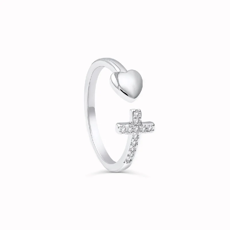 To My Daughter - Heart and Cross Ring