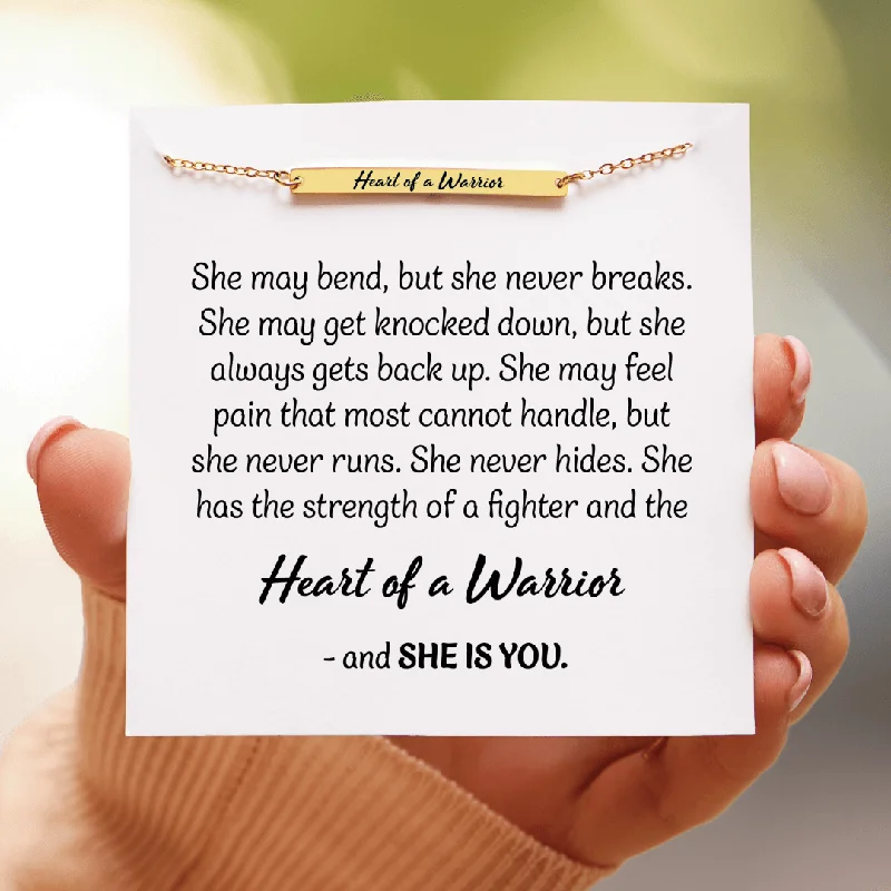 Heart Of A Warrior - Motivational Bar Bracelet