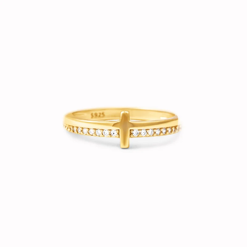 I AM THE STORM - GOLDEN CROSS RING