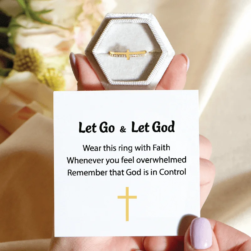 ""Let God"" - GOLDEN CROSS RING