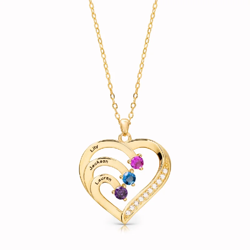 Name & Birthstone Heart Necklace