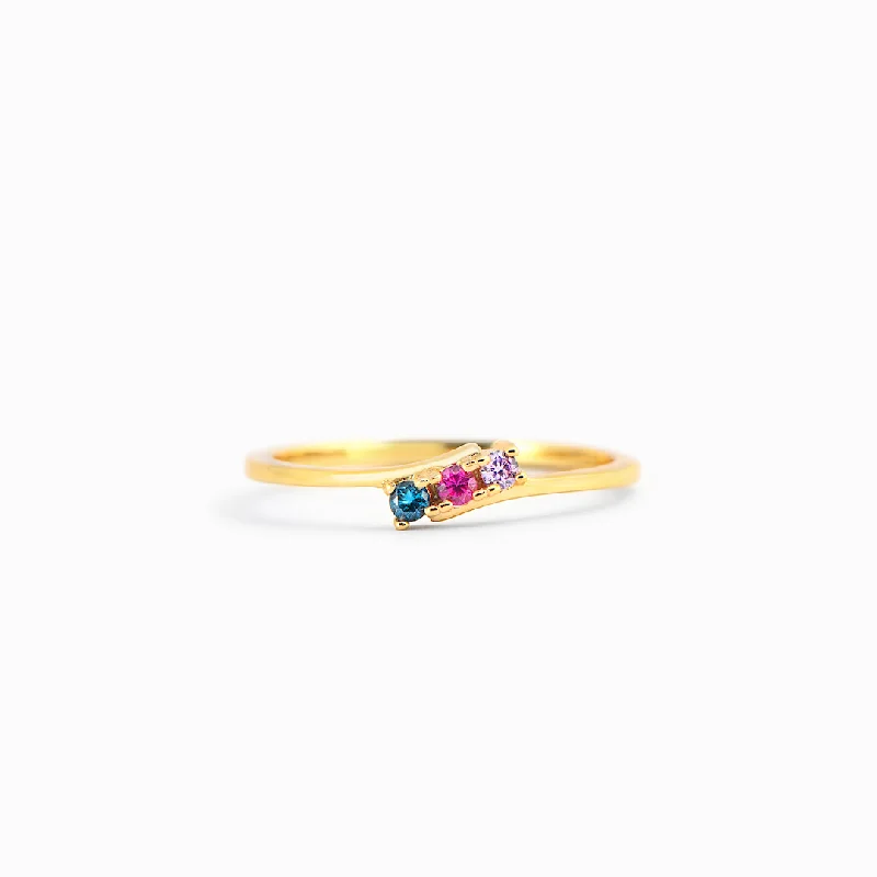 ""Mama's Eternal Love"" Personalized 1-5 Kids Birthstone Bypass Ring