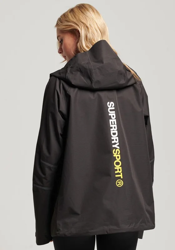 Superdry Womens Sport Waterproof Jacket, Black