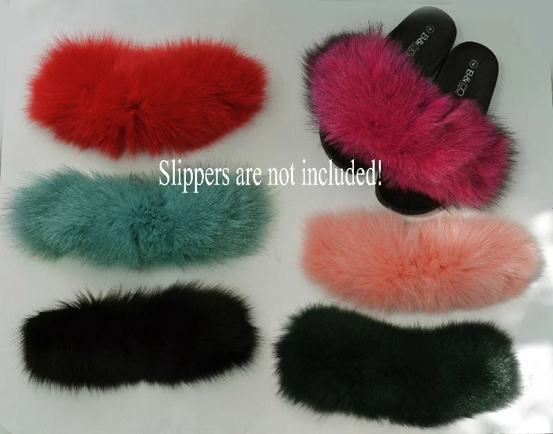 BY ORDER Real Fur for Slippers, Fox Fur Pieces, Pair of Premium Fox Fur Trim, Fox Fur for Sandals, Fluffy Fur Slides Sandals, Fur Slippers