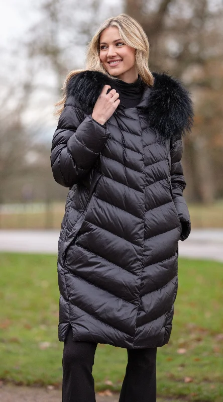 Luxy Midi Water-Repellent Down Jacket - Black