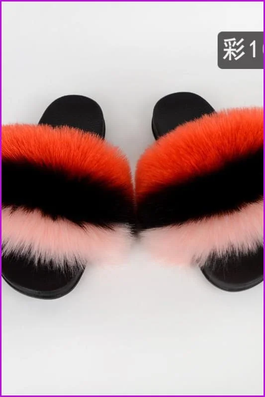 {5-7 days wait for make} New Color Faux Fox Fur Slides F601