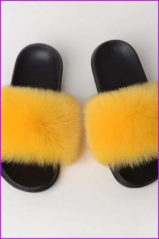 {5-7 days wait for make} New Color Faux Fox Fur Slides F602