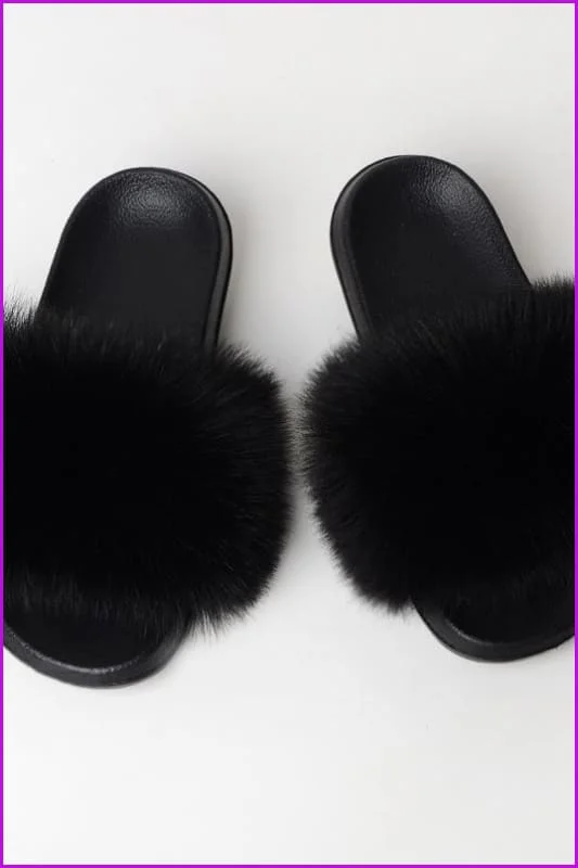 {5-7 days wait for make} New Color Faux Fox Fur Slides F602