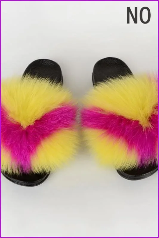 {5-7 days wait for make} New Color Fox Fur Slides F639