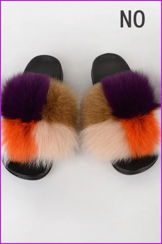 {5-7 days wait for make} New Color Fox Fur Slides F639