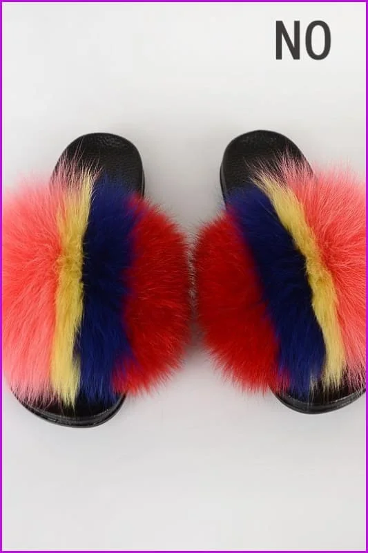 {5-7 days wait for make} New Color Fox Fur Slides F639