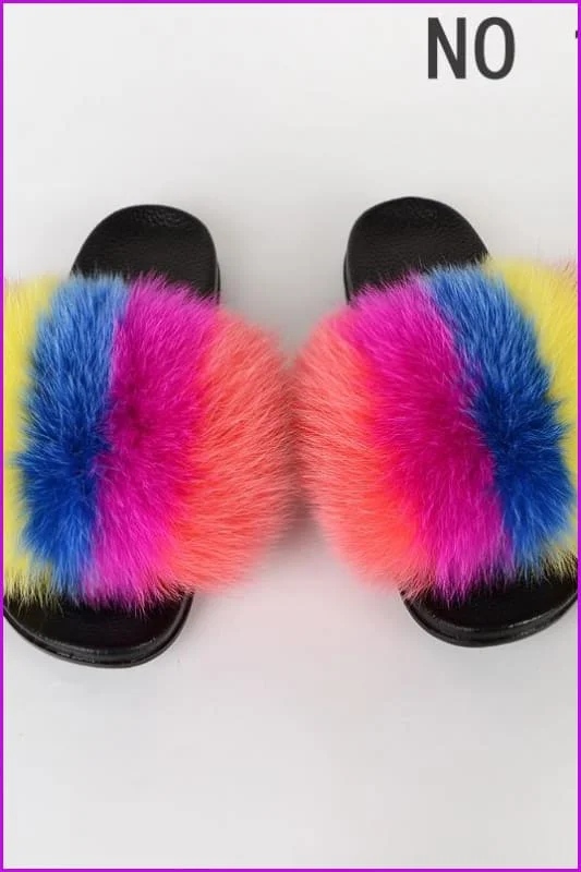 {5-7 days wait for make} New Color Fox Fur Slides F639