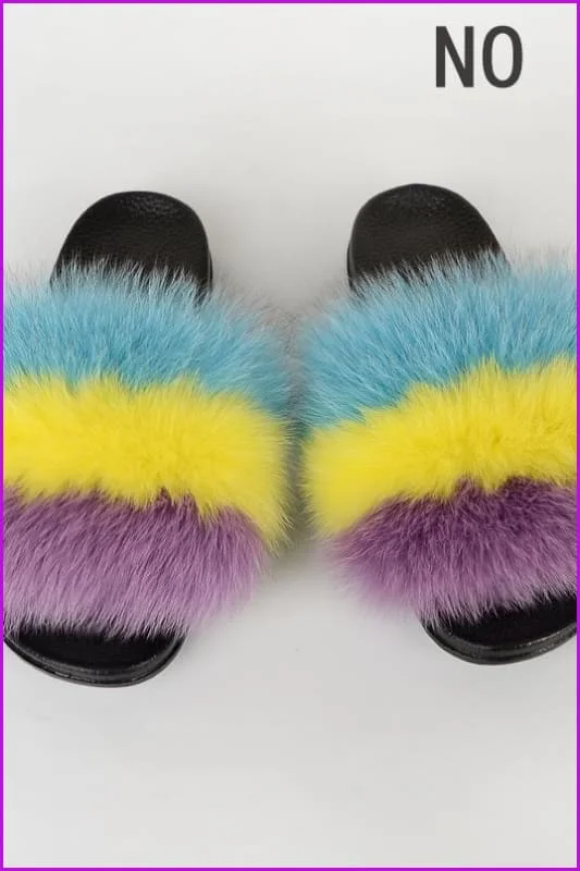 {5-7 days wait for make} New Color Fox Fur Slides F639