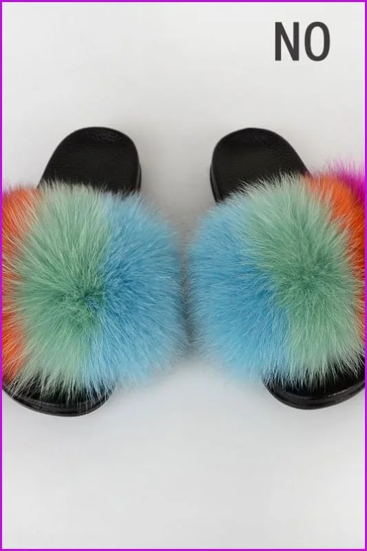 {5-7 days wait for make} New Color Fox Fur Slides F639