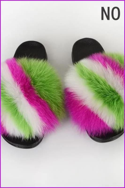 {5-7 days wait for make} New Color Fox Fur Slides F639