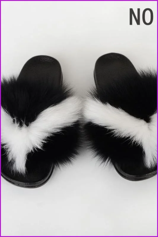 { Ready Stock } New Color Fox Fur Slides F639