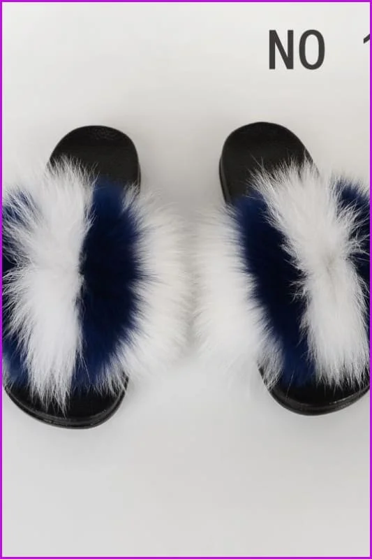 { Ready Stock } New Color Fox Fur Slides F678