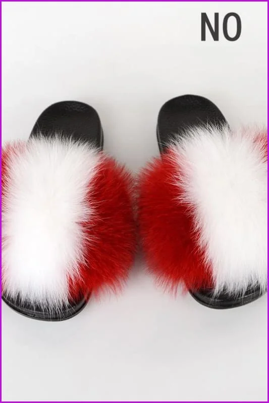 { Ready Stock } New Color Fox Fur Slides F678