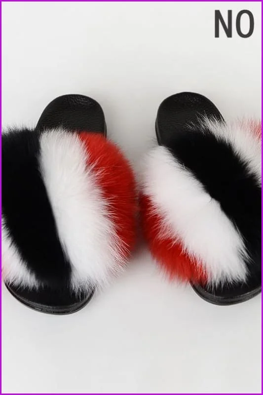 { Ready Stock } New Color Fox Fur Slides F678