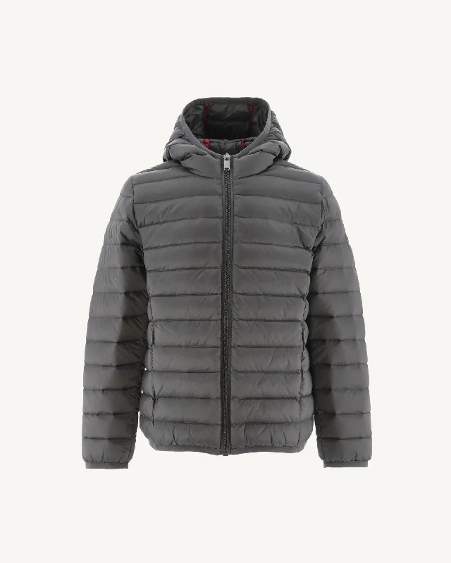 Anthracite Hooded down jacket Hugo