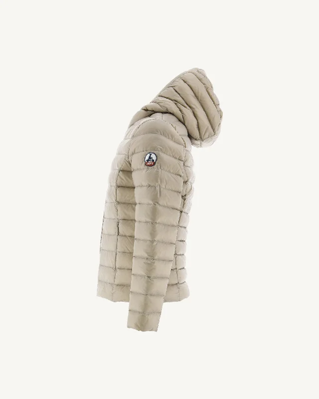 Beige Hooded down jacket Carla