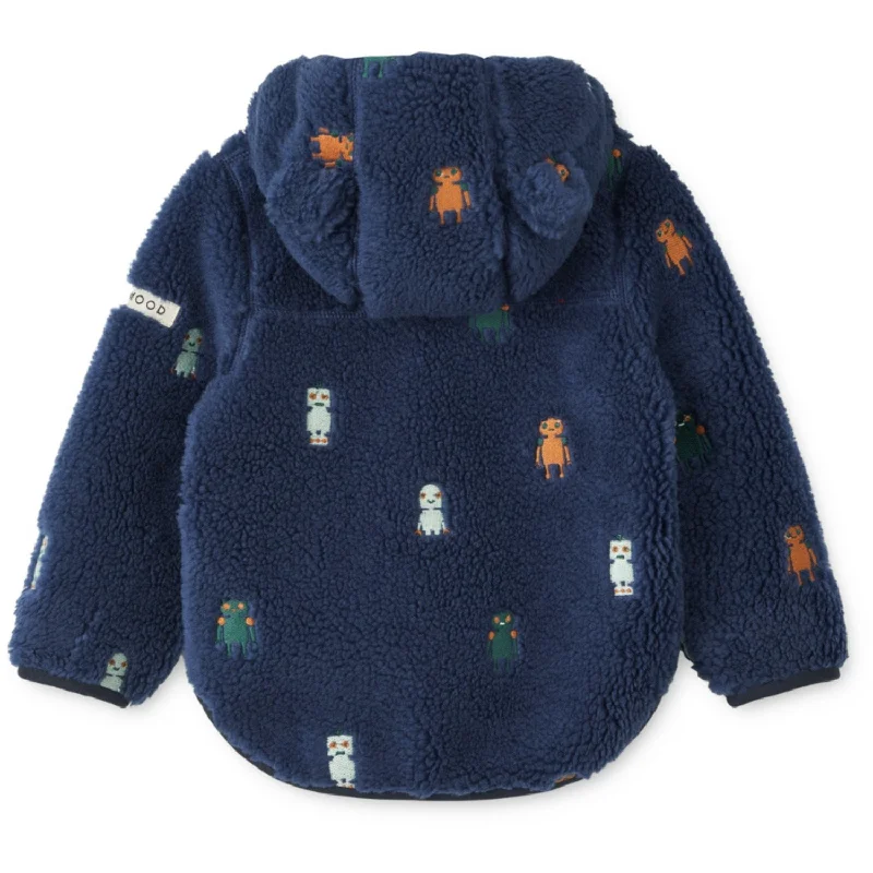 LieWood Robots / Indigo Blue Mara Pile Jacket With Ears