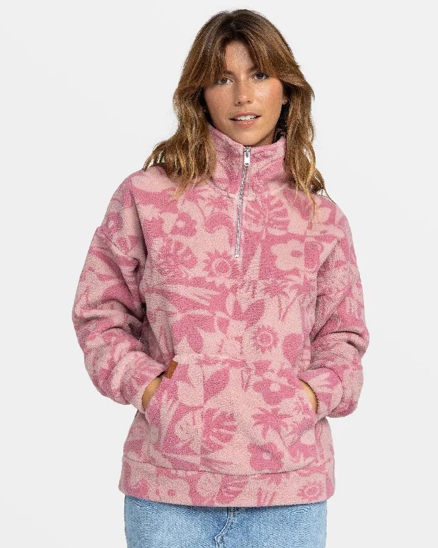 Live Out Loud Half Zip Polar Pullover - Mauve Orchid Sliceoparadise Po