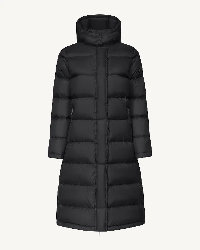 Long hooded down jacket Black Karachi