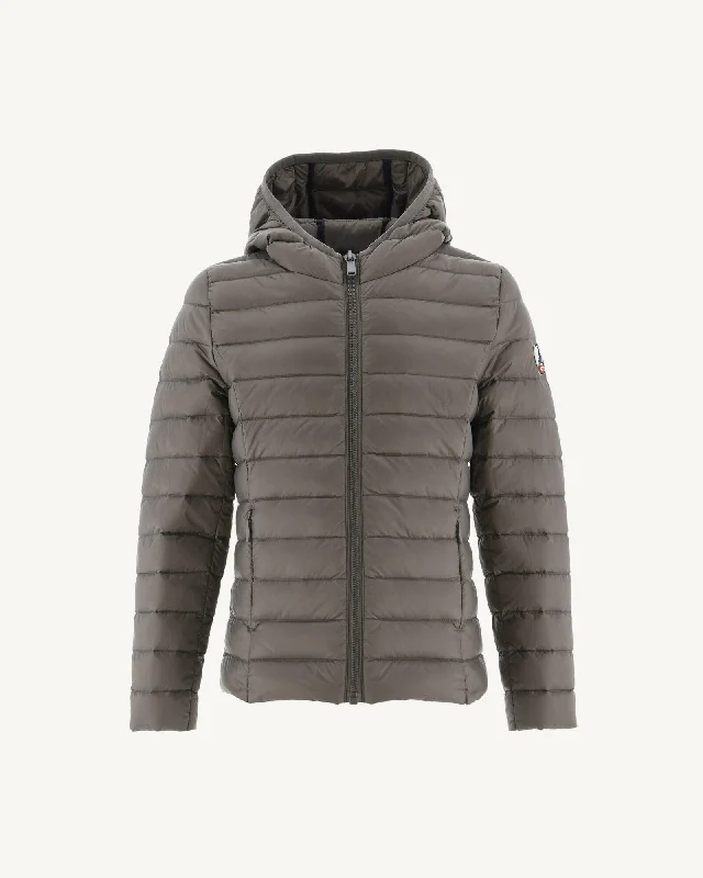 Taupe Hooded down jacket Carla