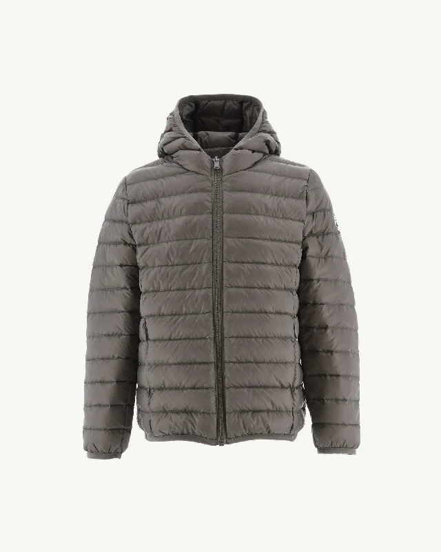 Taupe Hooded down jacket Hugo