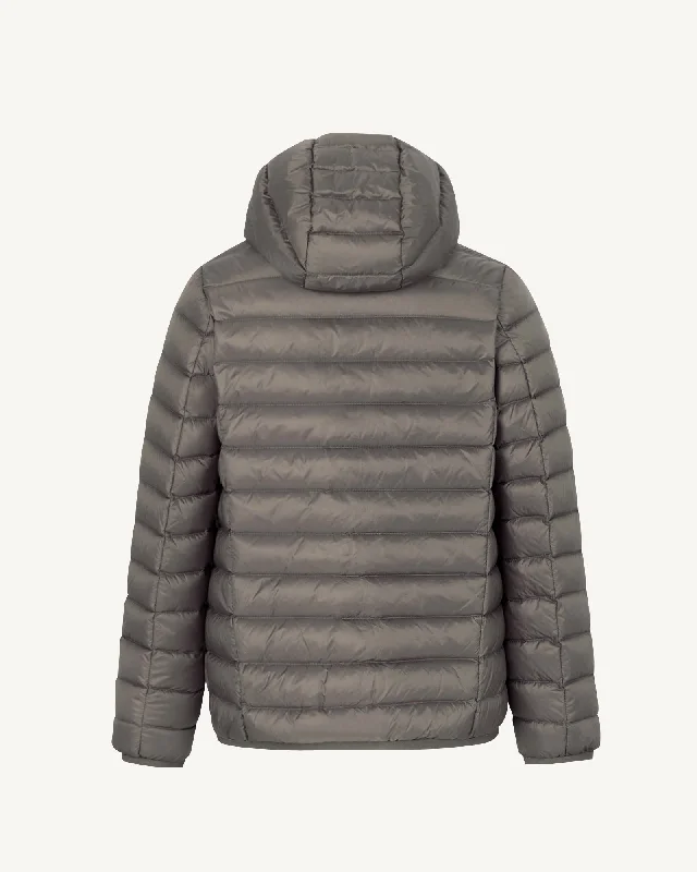 Taupe Hooded down jacket Hugo