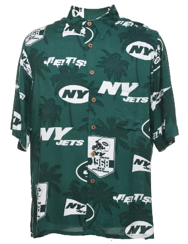 1990s Dark Green & White NFL Design Shirt - L