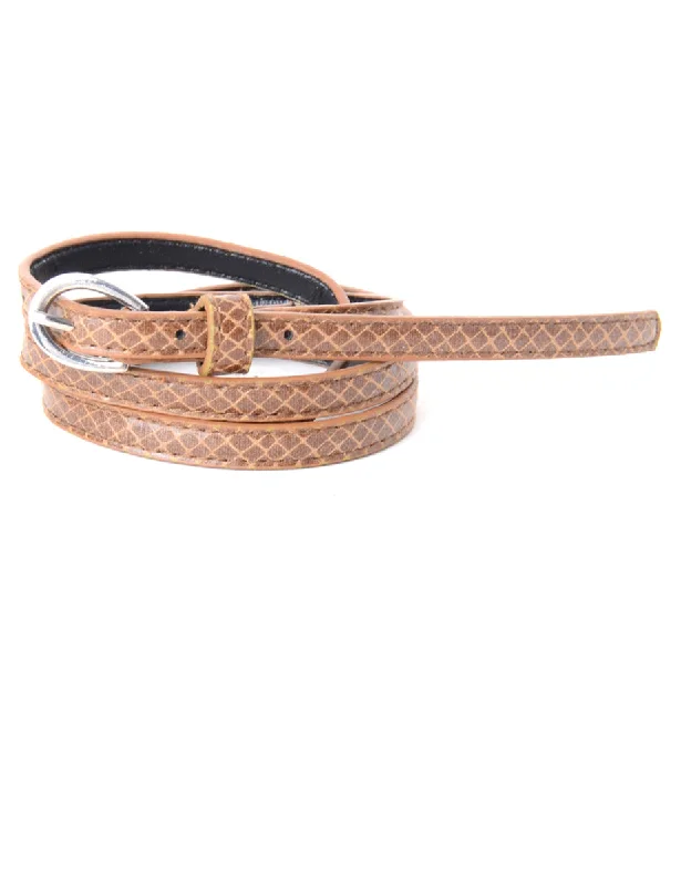 1990s Faux Snakeskin Skinny Belt - S